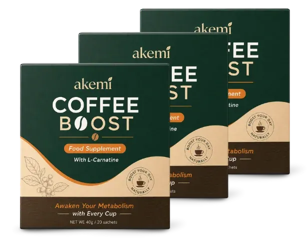 3 Boxes of Akemi Coffee Boost, 60 sachets, best value package